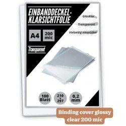 Binding Cover CL BL Clear 200Mic100 Sheets PP Glossy