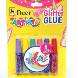 Glitter Glue Tube Blister Pack 6 Pcs Deer