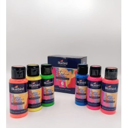 Acrylic Colour Neon 30ML Set of 6pcs Blue Bird