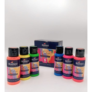 Acrylic Colour Neon 100ML Set of 6pcs Blue Bird