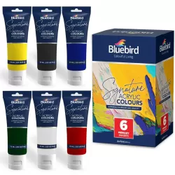 Acrylic Colour Signature Primary Shades set of 6pcs 75ml Bluebird