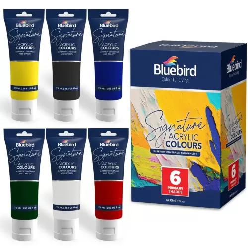 Acrylic Colour Signature Primary Shades Set 6pcs 75ml Bluebird