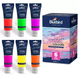 Acrylic Colour Signature Neon Shades set of 6pcs 75ml Bluebird