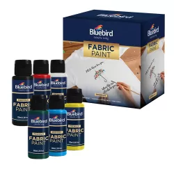 Fabric Paints Primary Sets Of 6 100ml Bluebird