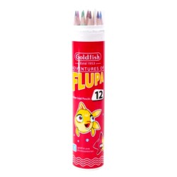 Pencil Colour Flupa Plastic Can12P Pack of12Goldfish