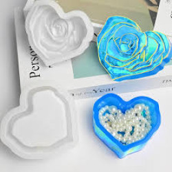 Heart Rose Jewelry Storage Box Silicone Mold for Epoxy Resin