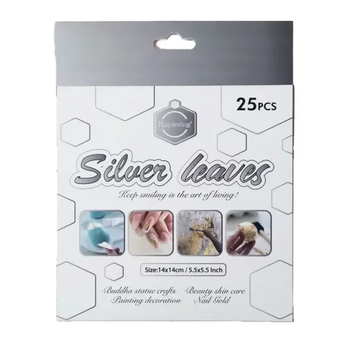 Keep Smiling Silver Leaves 25pcs Pack 14×14 cm