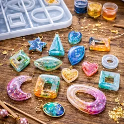 Multi-Shape Silicone Resin Mold Tray – Geometric, Heart, Moon & Oval Epoxy Casting Mold for DIY Jewelry & Craft Making