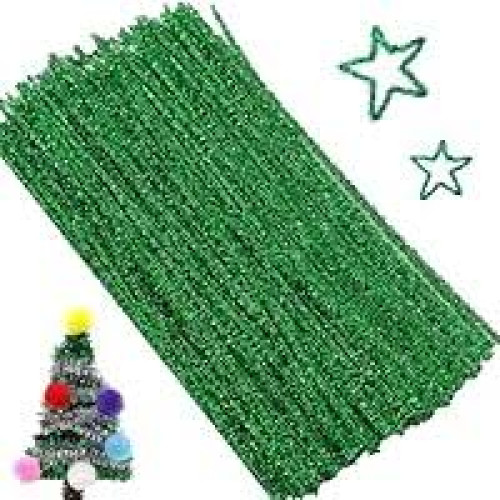 Pipe Cleaner Glitter Green Pack of 50 Pcs