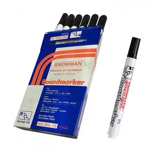 Board Marker Black No90 (Cut Nib) Pack12 Snowman