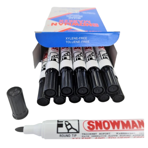 Board Marker Black No70 (Round Tip) Pack12 Snowman