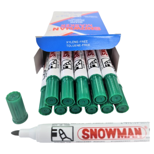 Board Marker Green No70 (Round Tip) Pack12 Snowman