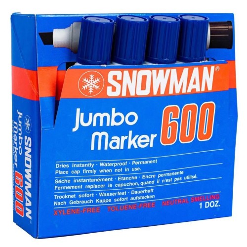 Permanent Marker Blue Jumbo No600 Pack of 12 Snowman