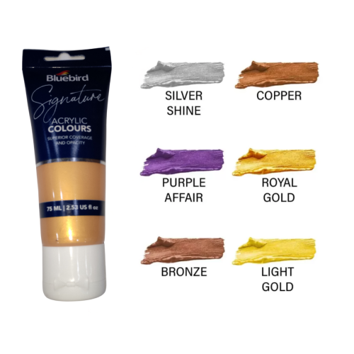 Bluebird 75ml Light Gold Acrylic Paint – Signature Metallic Shade