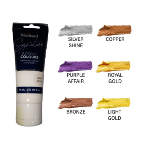 Bluebird Acrylic Colour Matt White & Pink Signature 75ml - Premium Matte Paint for Art & Craft Projects