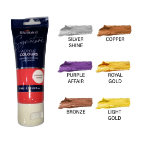 Bluebird Signature Acrylic Colour – Permanent Orange (75ml, Solid Shade)