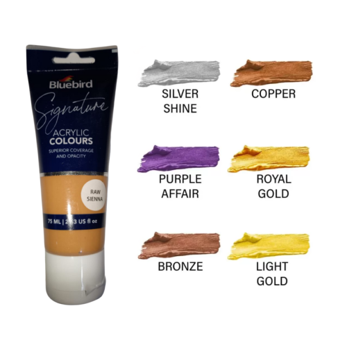 Acrylic Colour Solid Shades Raw Sienna Signature 75ml Bluebird