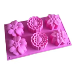 Silicone Flower Soap Molds, 6 Cavities