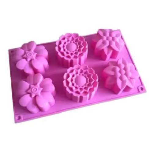 Silicone Flower Soap Molds, 6 Cavities